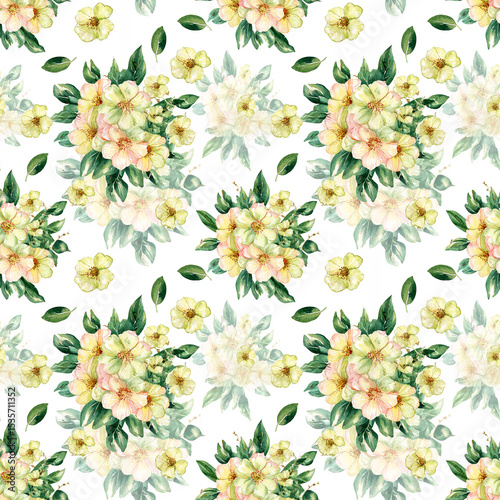 Delicate floral watercolor seamless pattern