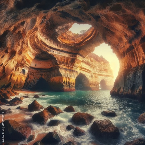 Sea Caves Images of caves accessible from the sea often with uni
