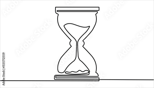 
Sand hourglass continuous one line drawing illustration. Doodle vector illustration, One line continuous hourglass. Hourglass vector one line continuous drawing illustration. 