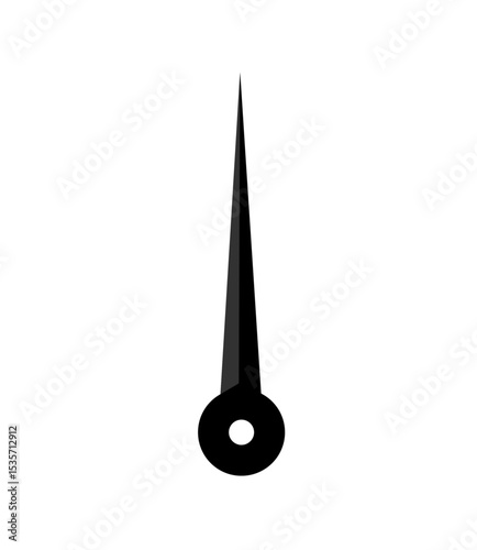 Minimalist black analog gauge needle with sharp triangular tip and circular base, ideal for dashboards, meters, speed indicators, or UI designs representing precision, levels, or direction