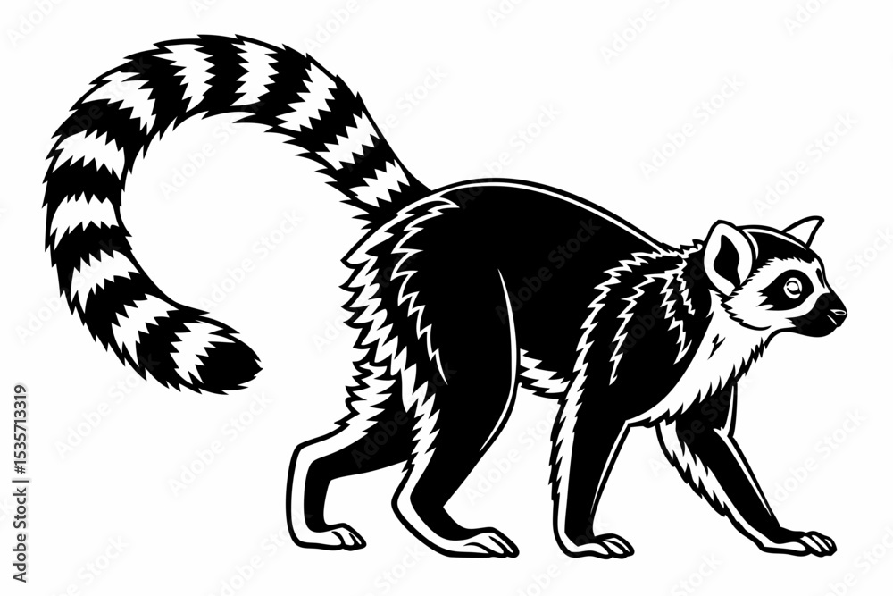 Obraz premium lemur sihouette black vector