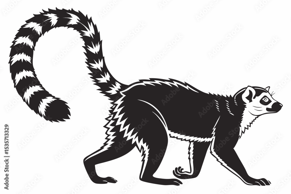 Obraz premium lemur sihouette black vector