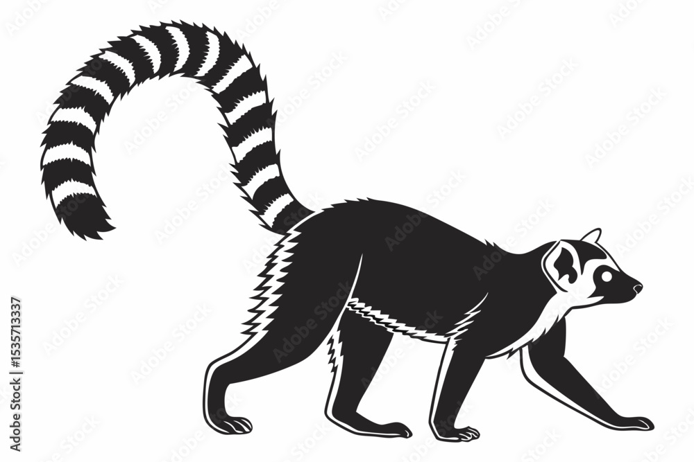 Obraz premium lemur sihouette black vector