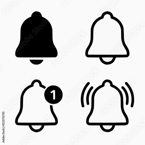 Notification bell icon. Incoming inbox message. Ringing bells. Alarm clock and smartphone application alert. Social media element. New message symbol flat style - vector


