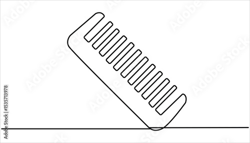 Comb continuous one line drawing illustration. Single continuous line art of hair comb icon. One line art vector illustration, Hair comb continuous one line art.