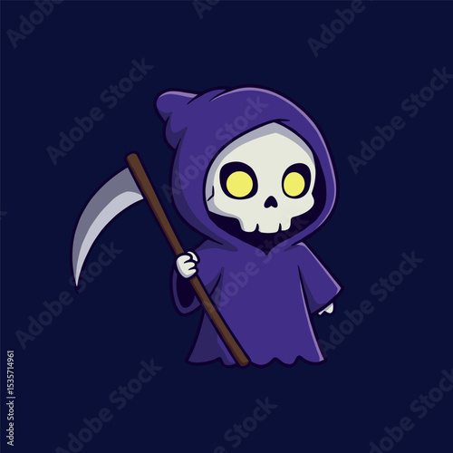 Chibi style cute grim reaper