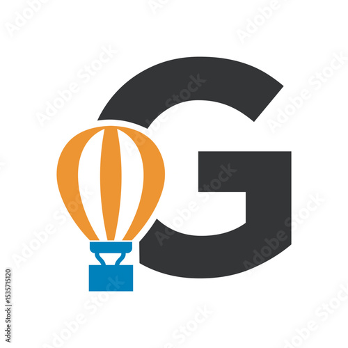 Parachute Logo combine with letter G vector template