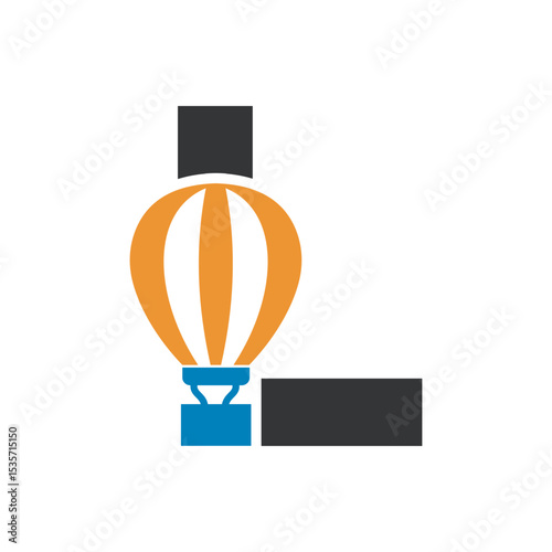 Parachute Logo combine with letter L vector template