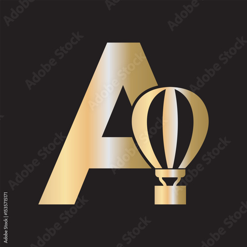 Parachute Logo combine with letter A vector template