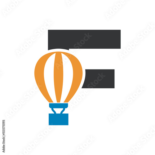 Parachute Logo combine with letter F vector template