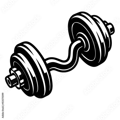 Classic Weightlifting Dumbbell Vector Icon - Fitness and Strength Training Equipment