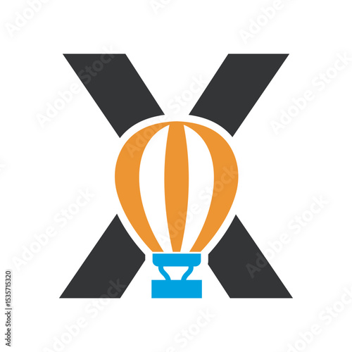 Parachute Logo combine with letter X vector template