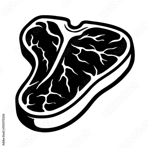 T-Bone Steak Meat Cut Vector Icon - Butcher Shop and Grill Symbol