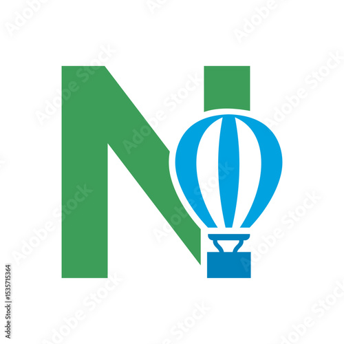 Parachute Logo combine with letter N vector template