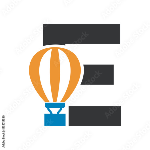 Parachute Logo combine with letter E vector template