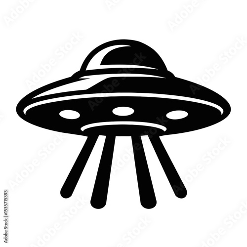 UFO Flying Saucer Alien Spaceship Vector Icon - Extraterrestrial Object