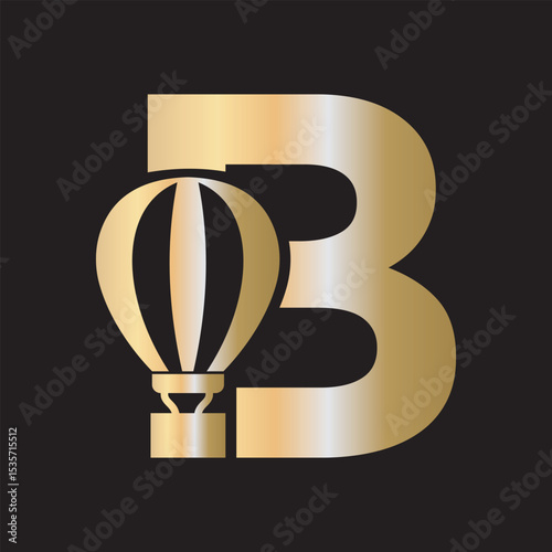 Parachute Logo combine with letter B vector template