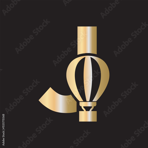Parachute Logo combine with letter J vector template