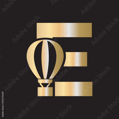 Parachute Logo combine with letter E vector template