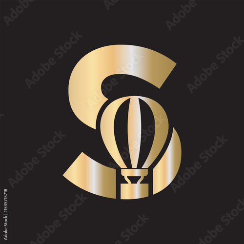 Parachute Logo combine with letter S vector template