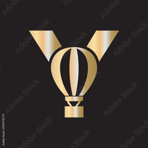 Parachute Logo combine with letter Y vector template