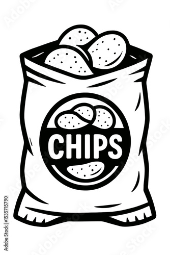 Classic Bag of Chips Icon - Perfect for Snack Food Concepts, Fast Food, and Convenience Store Themes.