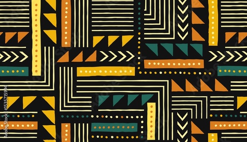 African seamless pattern. Hand drawn ethnic background