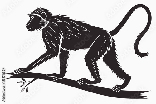 monkey sihouette black vector