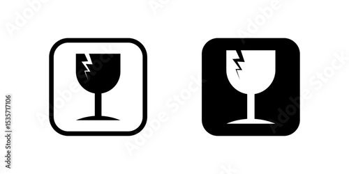 Universal fragile handling symbol icons, indispensable for packaging delicate items to ensure careful handling during shipping and transport.