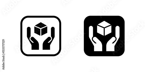 Standard handle with care symbol icons, crucial for packaging and shipping to ensure careful treatment of goods by handlers.