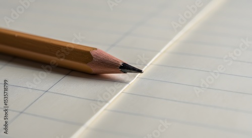 A pencil tip lying on notebook crease
