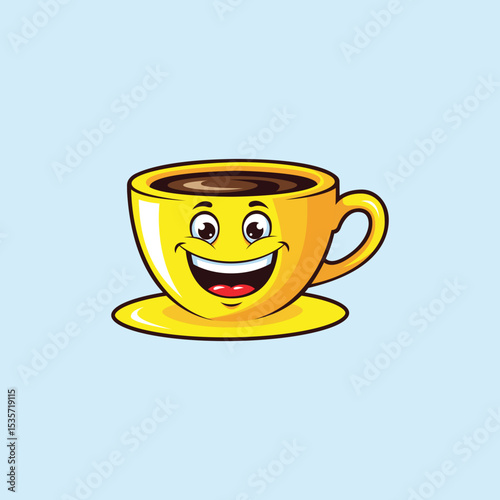 Happy Cartoon Coffee Cup Mascot Logo