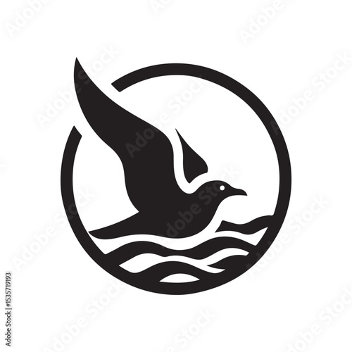 seagull vector silhouette clip art logo design illustration