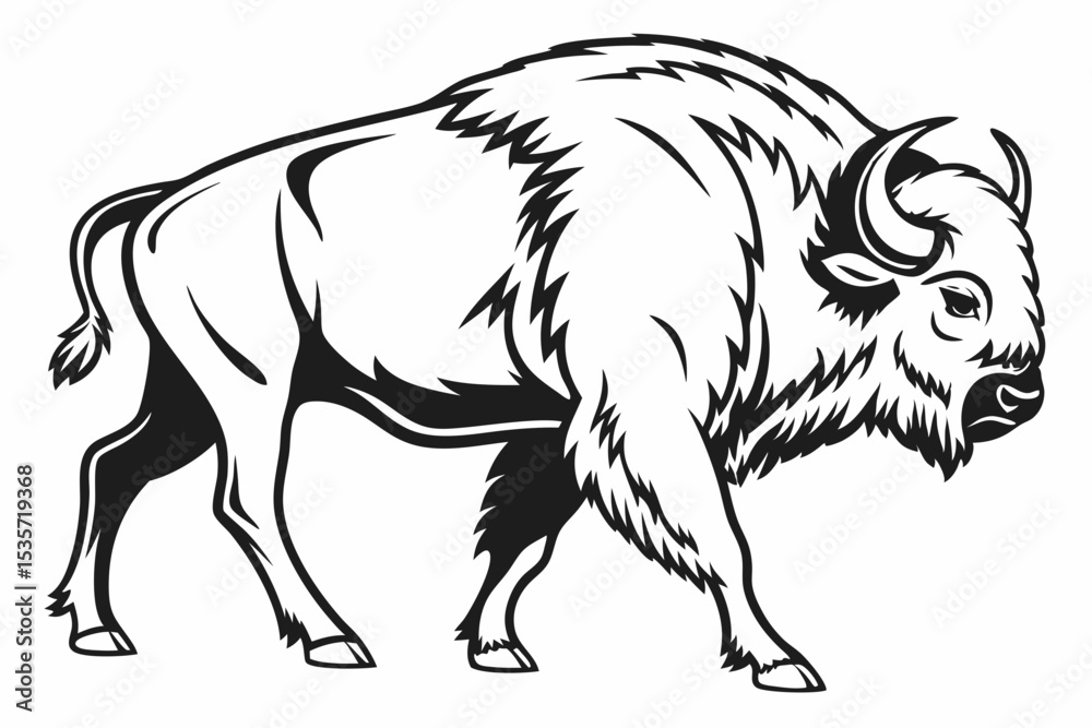 Obraz premium bison sihouette black vector