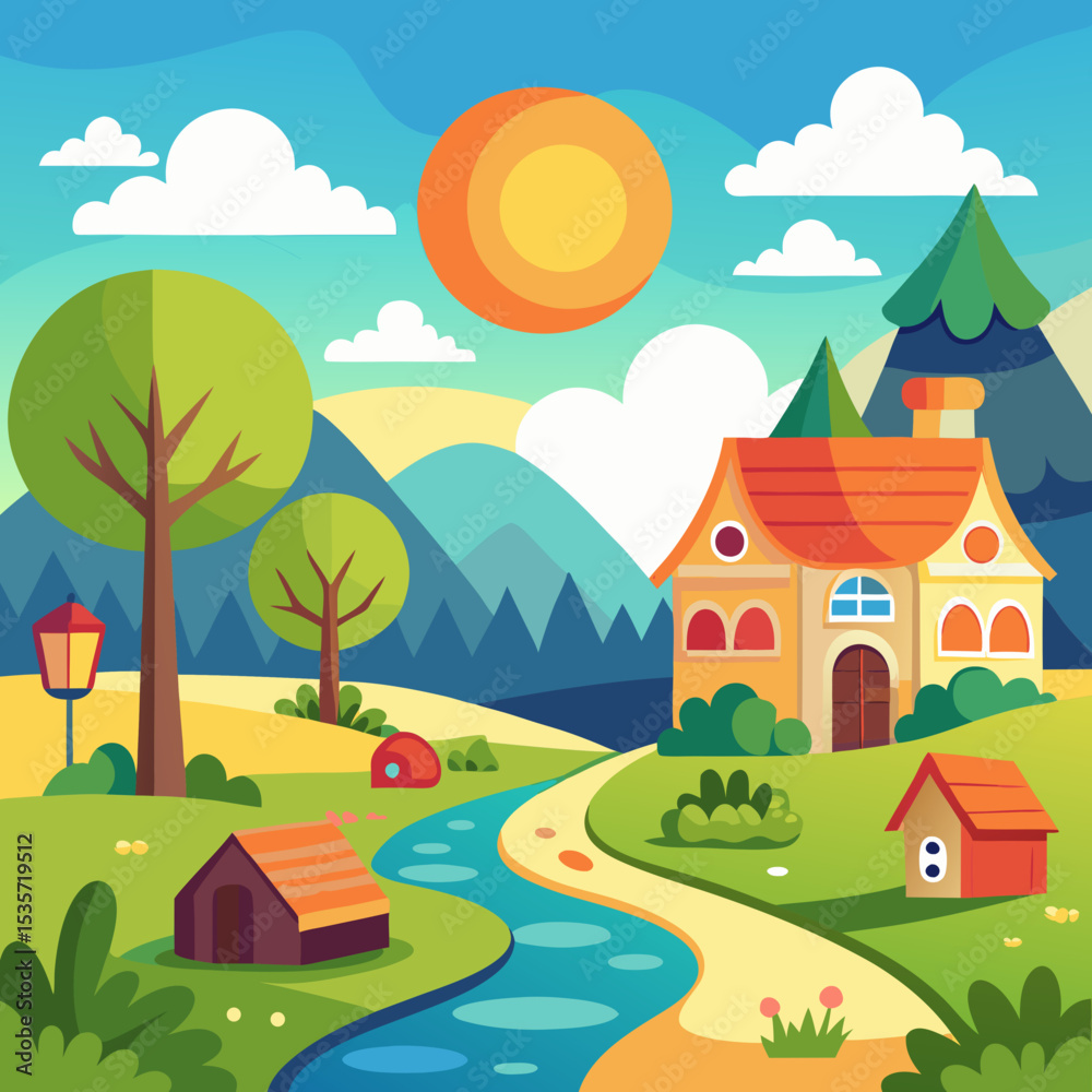 Fototapeta premium landscape with houses