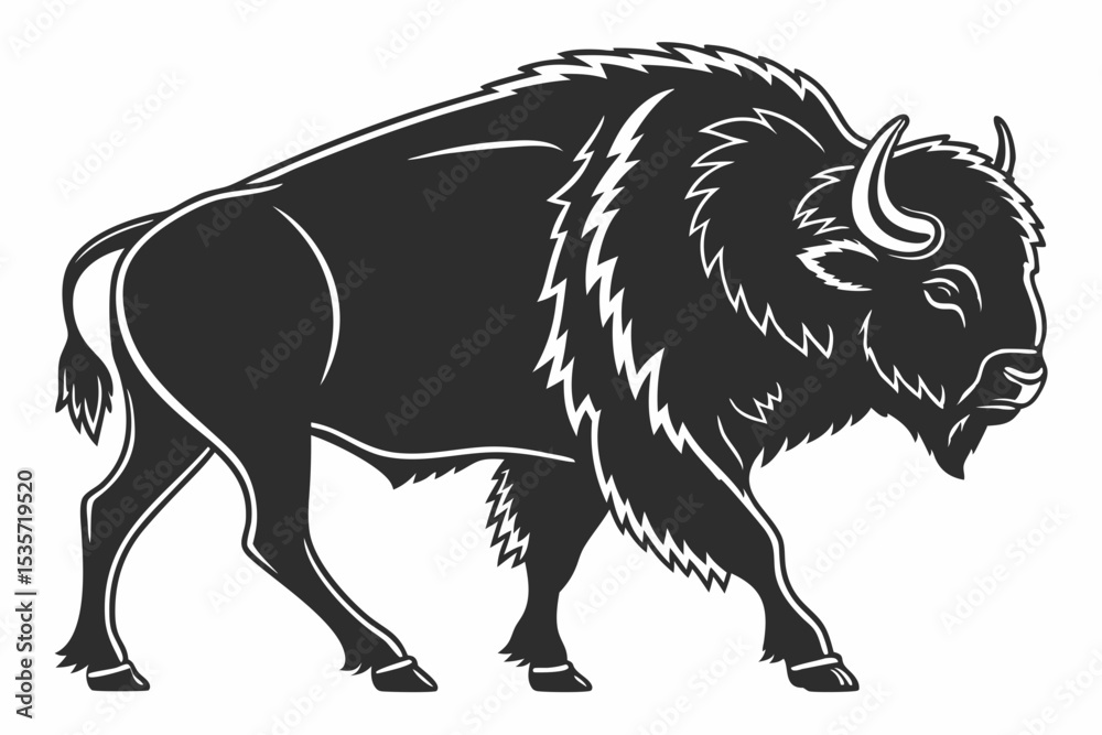Fototapeta premium bison sihouette black vector