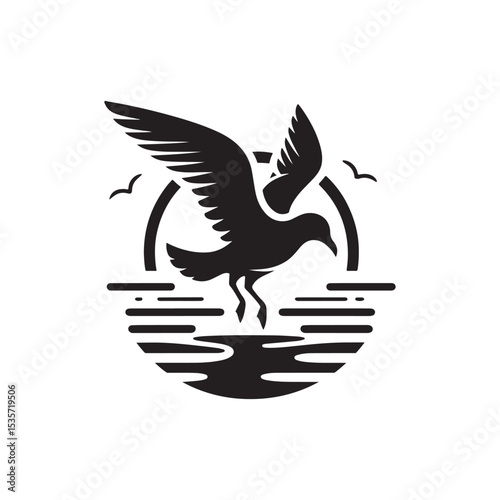 seagull vector silhouette clip art logo design illustration
