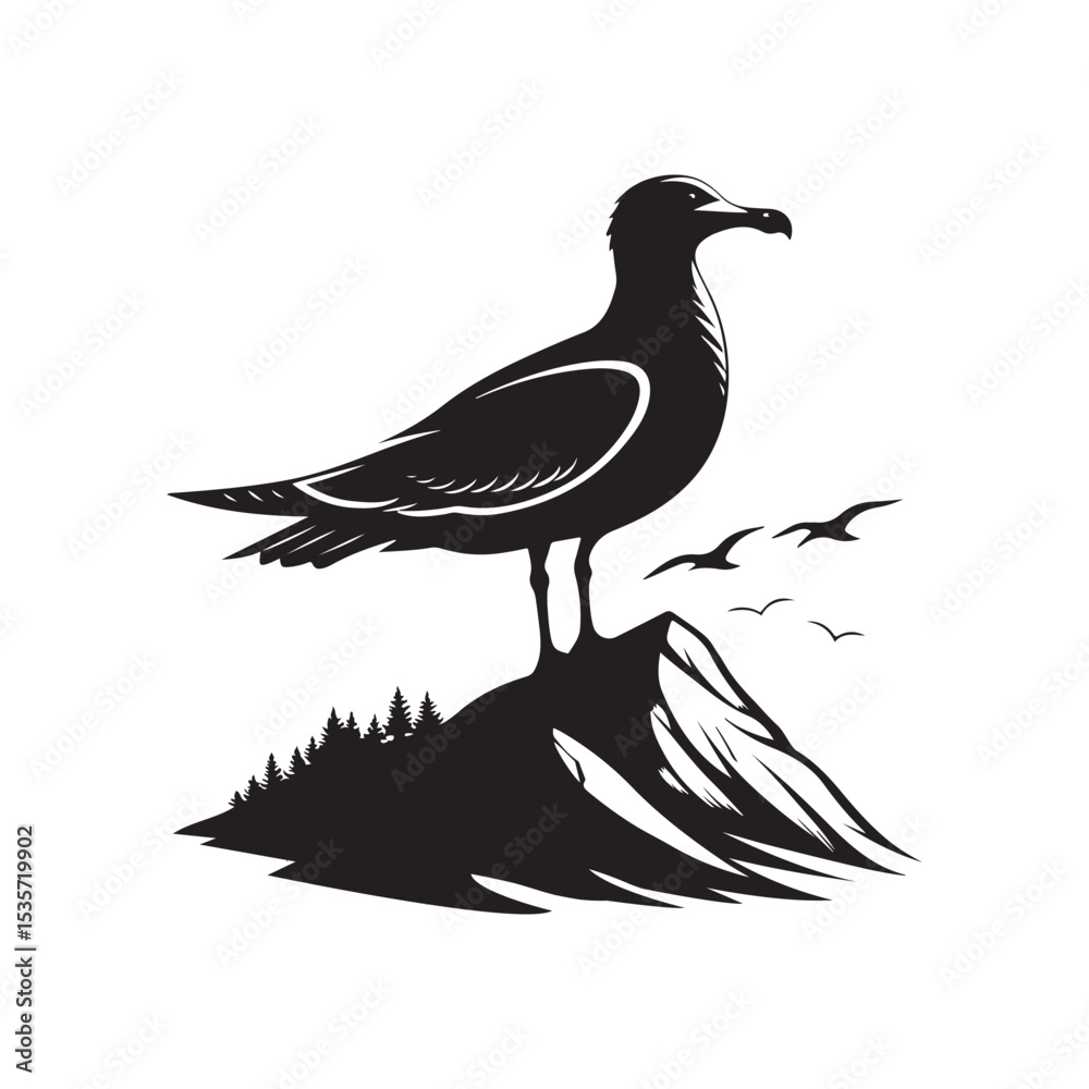 Fototapeta premium seagull vector silhouette clip art logo design illustration