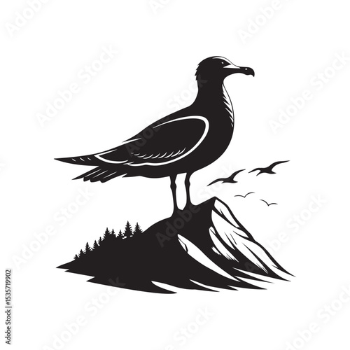 seagull vector silhouette clip art logo design illustration