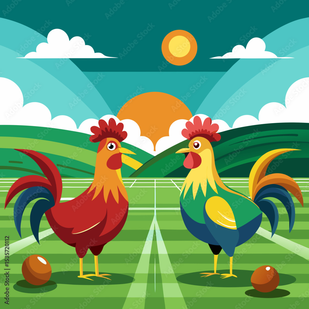 Fototapeta premium rooster and cock