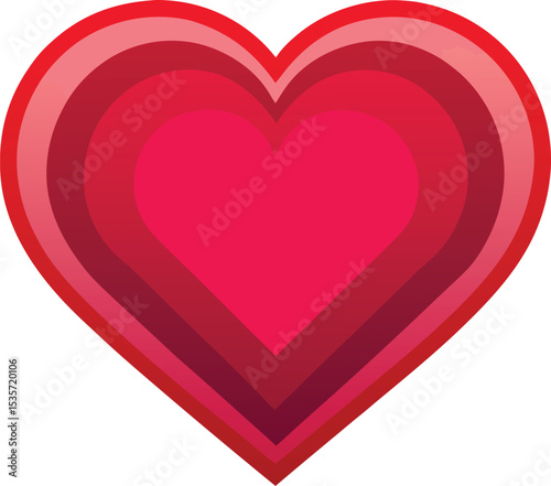Layered red heart shape isolated on white background. red heart vector