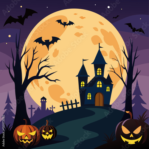 halloween background with haunted house
