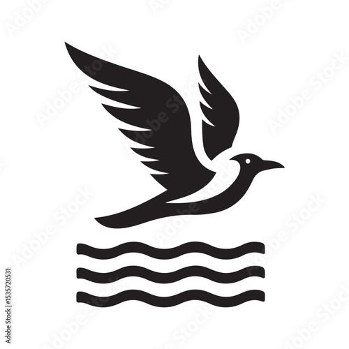 seagull vector silhouette clip art logo design illustration