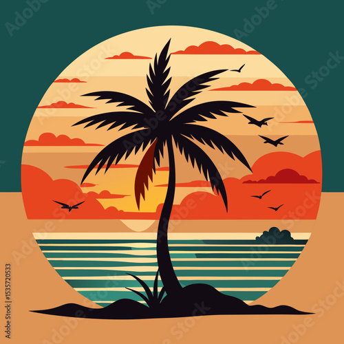 tropical island with palm trees