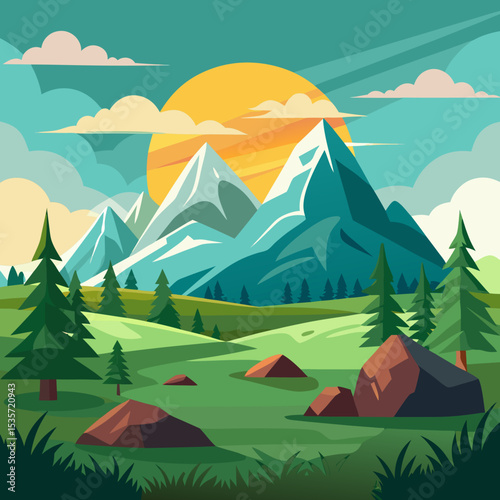 landscape with mountains