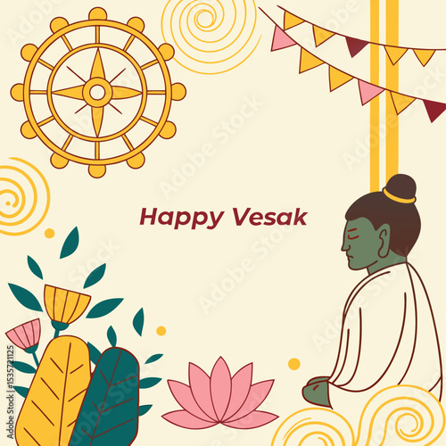 Beautiful template and social media post for happy Vesak day