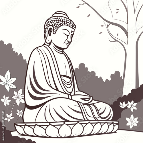 Lord Buddha Statue under a tree