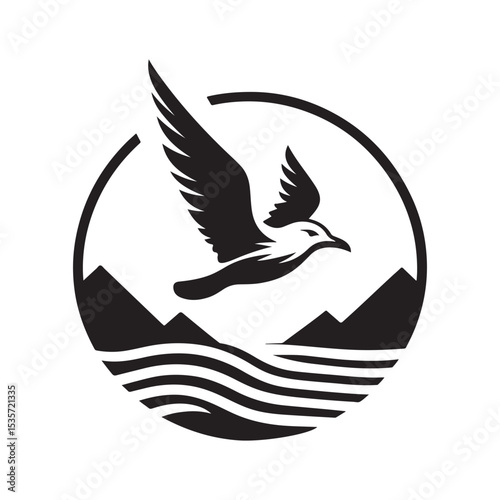 seagull vector silhouette clip art logo design illustration