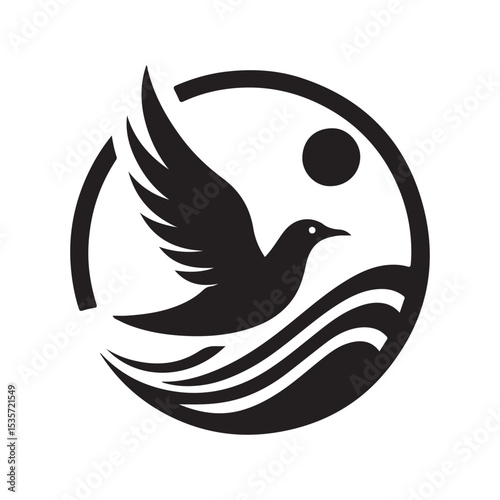 seagull vector silhouette clip art logo design illustration