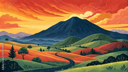 Sunset Mountain Landscape D...